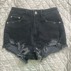 Black Zara Ripped Shorts